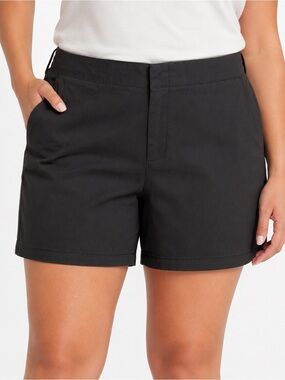 Banana Republic Women's Black Flat-Front Shorts Size 14 Casual Classic 5" Inseam